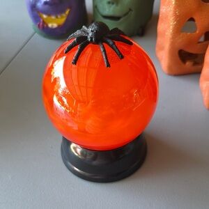 Orange Glass Pumpkin with Black Spider Accent